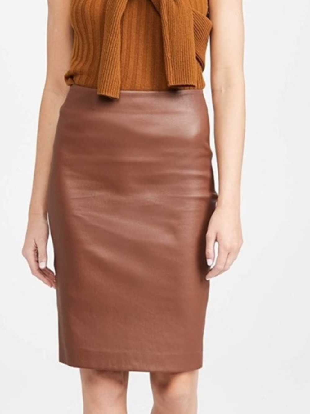Theory Skinny Faux Leather Pencil Skirt